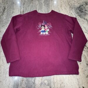Vintage Walt Disney World Sweatshirt Medium Adult Mickey Minnie Embroidered Pink